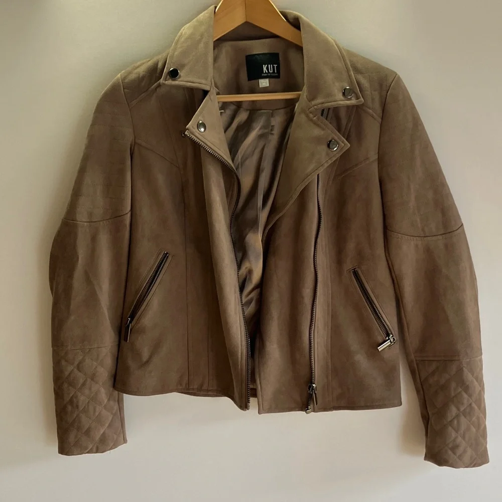 Kut from the Kloth Women's Tan Leather Jacket - Picture 1 of 7